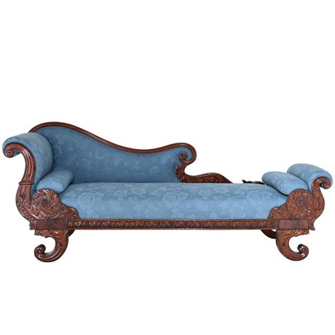 19th century empire recamier or fainting couch in mahogany with upholstery fainting couch