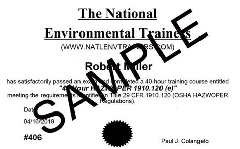Our Certificates Online Hazwoper 40 Hour Certifications