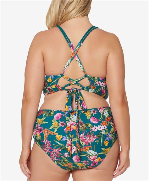 Jessica Simpson Plus Size Faux Wrap Corset Back Bikini Top And Reviews