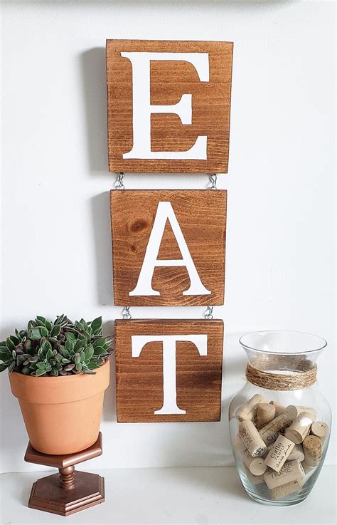 Check spelling or type a new query. EAT sign//kitchen sign//kitchen decor//wooden E A T sign//Wall | Etsy | Dining room wall decor ...