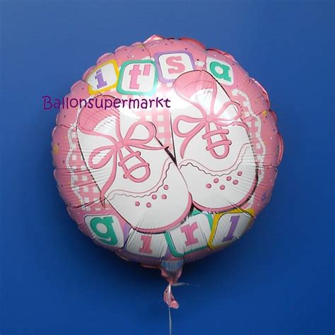 Folienballon Its A Girl Babyschuhe Ballon Mit Ballongas Helium Zu