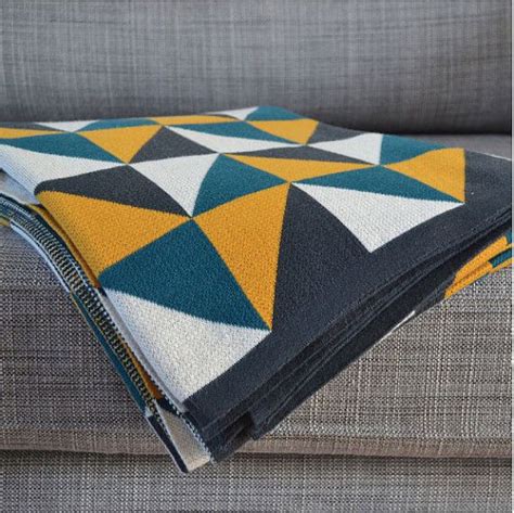 Mustard Yellow And Teal 100 Cotton Knit Throw By Sophiehome On Etsy £64