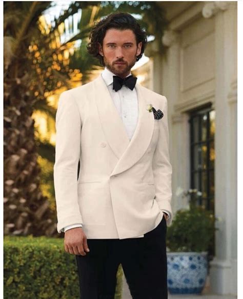 Latest Coat Pant Designs White Double Breasted Shawl Lapel Men Suit
