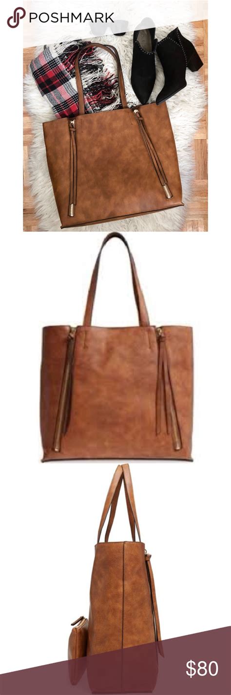 Chelsea28 Leigh Faux Leather Tote & Zip Pouch | Leather tote, Leather, Faux leather