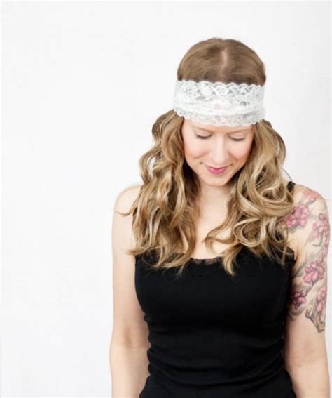 White Lace Headband Bohemian Headband Wide Stretch Hairband Accessory