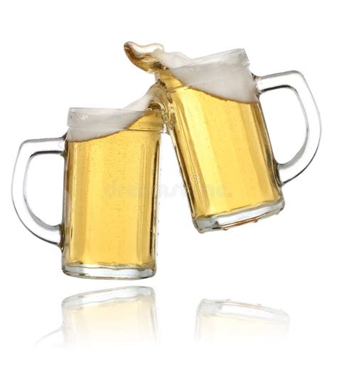 Pair Of Beer Glasses Making A Toast Stock Photo Image Of Froth