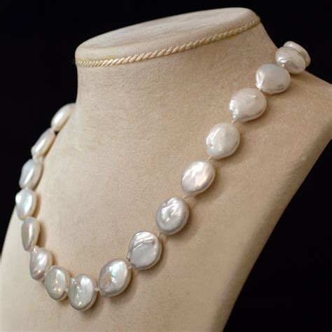 White Coin Pearl Necklace Rocks And Clocks