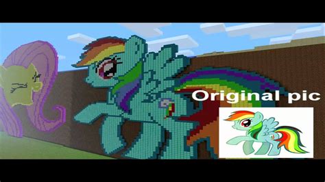 Minecraft Pixel Art 3 Rainbow Dash Youtube