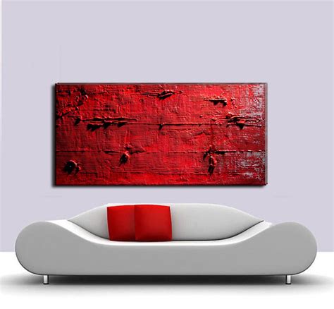 Modern Wall Art Red Textured Abstract Painting Original Etsy