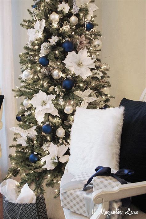 20 Navy Blue And Silver Christmas Tree