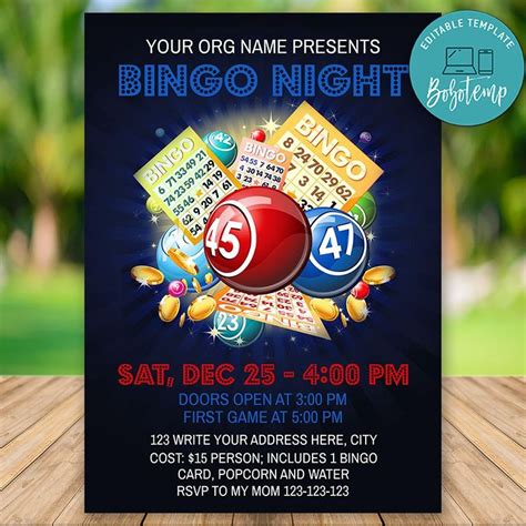 Printable Bingo Night Poster Instant Download Bobotemp