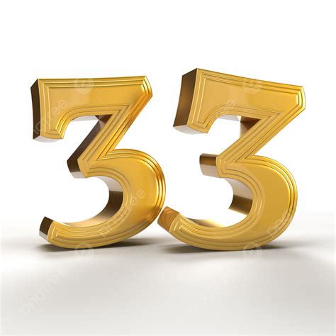 3d Render Of Golden 33 Number 3d 33 Number Png Transparent Clipart