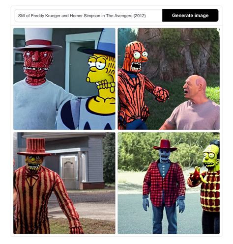 Prompt “still Of Homer Simpson And Freddy Krueger In The Avengers
