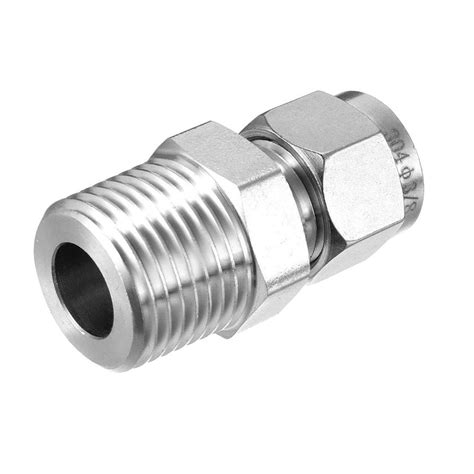 Uxcell Stainless Steel Compression Tube Fitting 12 Inch Npt Male X 38