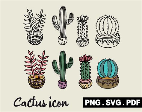 Cactus Designs Svg Png Pdf Clipart Personal And Commercial Etsy