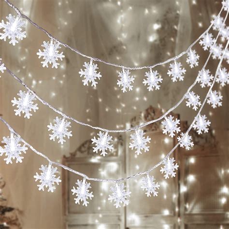 The wire between the first led and the solar panel is around 6 feet constructed with the best durable waterproof materials, these fairy lights can withstand all kinds of weather conditions. Christmas Snowflake String Lights, Waterproof Outdoor ...