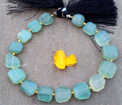 Chalcedony Beads Faceted Nugget Aqua Chalcedony Beads Light Etsy