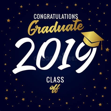 Class Of 2019 Graduation Banner With Gold Glitter Confetti Stock Vector