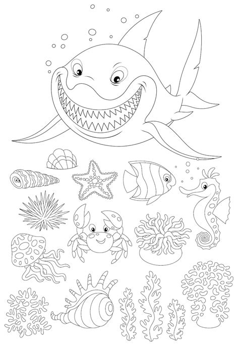 Premium Vector Vector Cartoon Set Of Sea Animals With A Funny Great