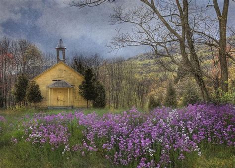 Country Charm School Church Wild Flowers And Old Churches