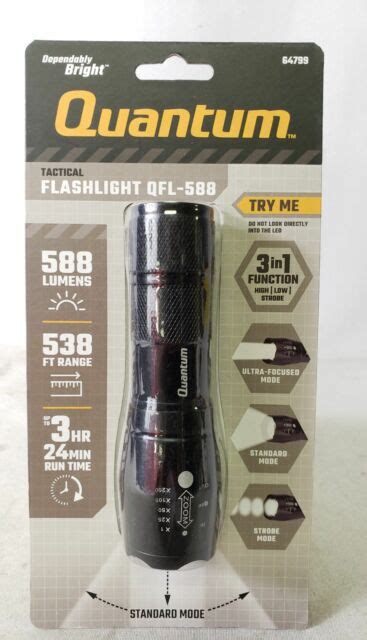 Quantum 588 Lumen Tactical Flashlight 3 In 1 Function Smd Led For Sale