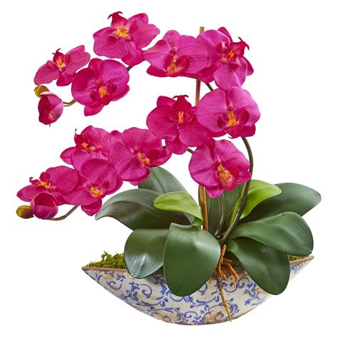 Nearly Natural Phalaenopsis Orchid Artificial Arrangement In Vase