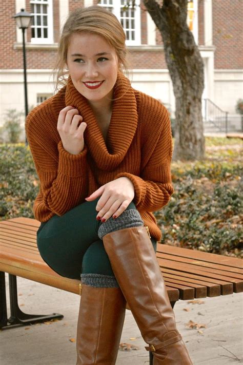 orange sweater with brown boots outfit ideas with brown boots brown
