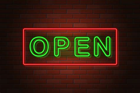 Glowing Neon Signboard Open Vector Illustration 514789 Vector Art At