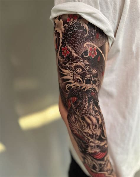 japanese dragon sleeve tattoos