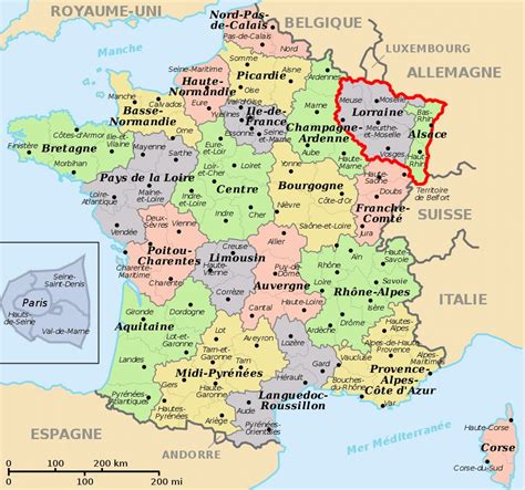 Alsace Lorraine Regions Of France France Map French Department