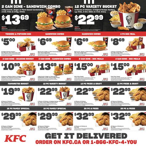 You will also find restaurant promo codes to use while ordering online ahead of time. KFC Canada Coupons (ON), until March 7, 2021