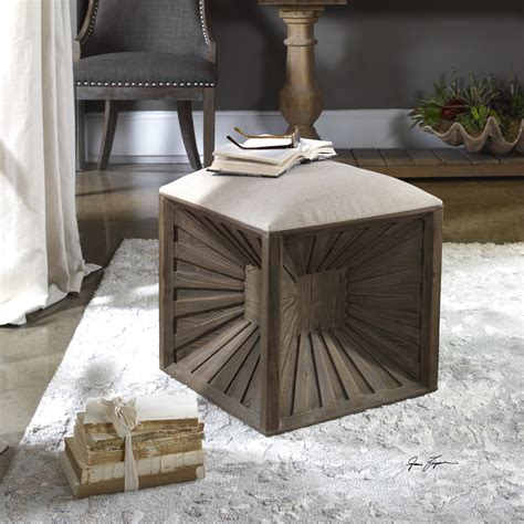 Jia Wooden Ottoman In Brown By Uttermost