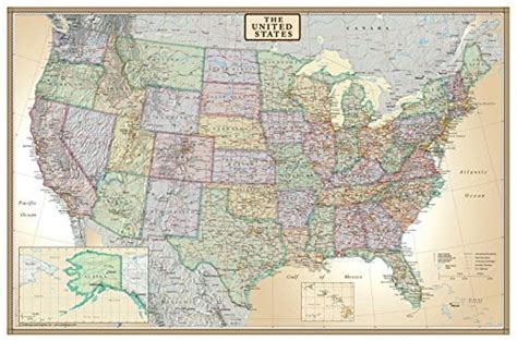 Education And Crafts Ideal Wall Map Of Usa For Classroom Posters Or Home