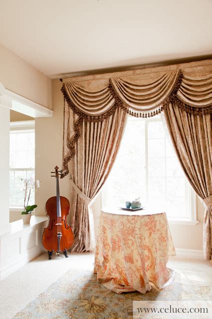 Baroque Floral Swag Valance Window Treatment Traditional Bedroom