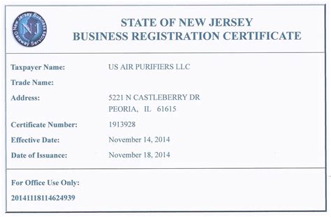 Canberra Cilindro Reputación Nj Business Registration Certificate Juego
