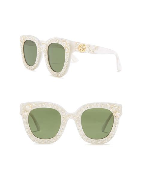 gucci 49mm crystal star sunglasses in white lyst