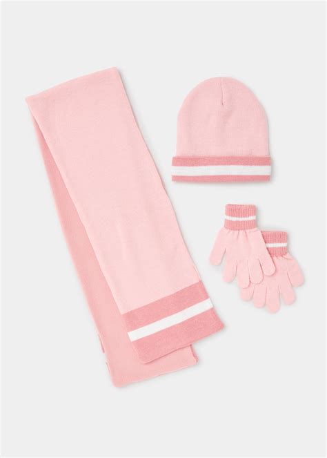 Girls 3 Piece Pink Hat Scarf And Gloves Set 3 13yrs Matalan