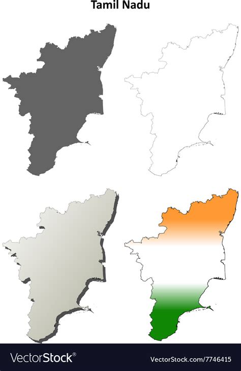 The tamil nadu district map is perfectly for your business presentation, company reporting's, sales and marketing activities, supporting territories, and many other data or features that you want to place at the center of your presentations or business reports. Tamil nadu blank outline map set Royalty Free Vector Image