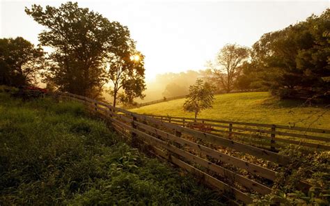 Brown Wooden Fence Nature Landscape Sunset Lens Flare Hd Wallpaper