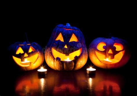 Halloween Pumpkins Glowing Inside Stock Image Image Of Jack Bizarre
