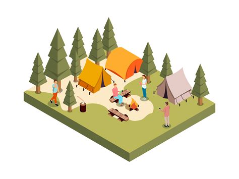 Forest Camp Isometric Composition 480563 Vector Art At Vecteezy