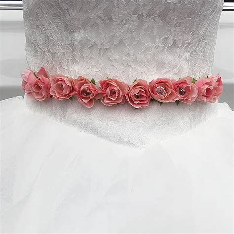 Pure Handmade Flowers Sash Belt For Wedding Dress Women Ladies Bridal