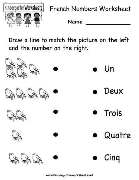 Kindergarten French Worksheet Numbers