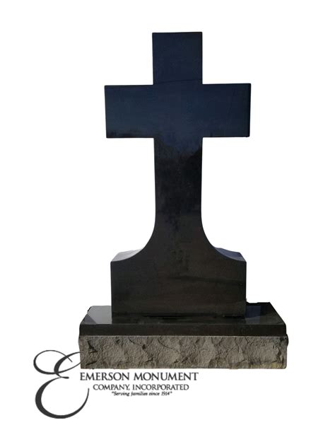 Cross Memorial In Black Granite Emerson Monument