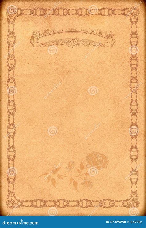 Old Paper Backdrop With Old Fashioned Decorative Border Stock Photo