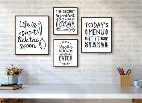 Free Farmhouse Kitchen Decor Printables Set Of 9 Quotes Kitchen
