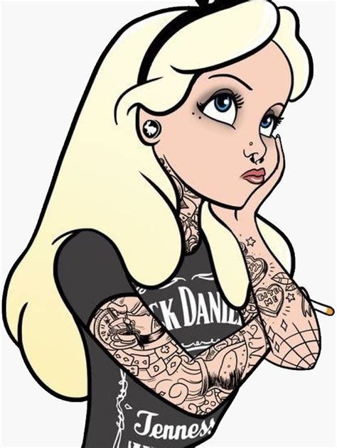 Alice Punk In Wonderland Sticker By Princess Disney Princess Tattoo