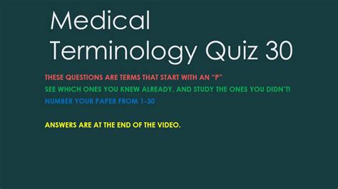 Medical Terminology Quiz 30 Youtube