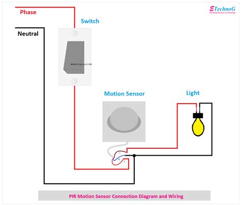 Pir Motion Sensor Wiring And Connection Diagram For Installation Etechnog