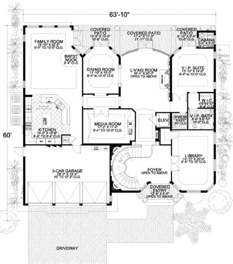 Mediterranean Style House Plan 5 Beds 65 Baths 5176 Sqft Plan 420